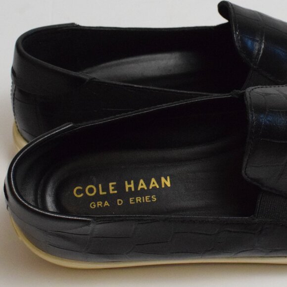 Cole Haan Women's Black Snakeskin Loafers Casual Slip On Leather Sneakers - 8.5 - Picture 11 of 12
